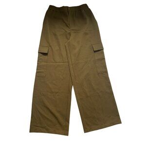 Wayf. Women's wide-leg pants in olive green. Size S. Made in China.